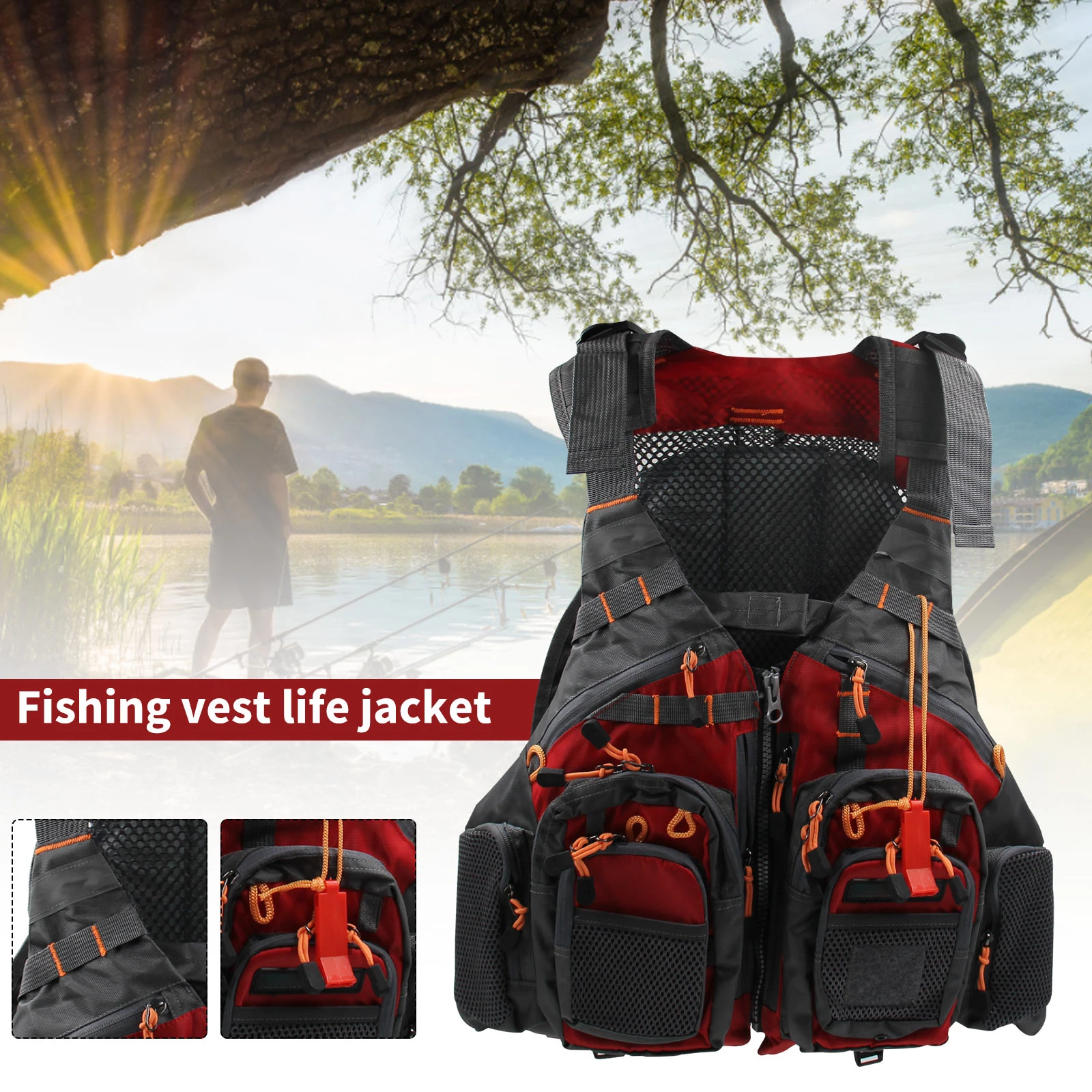 Жилет для ловли нахлыстом регулируемый дышащий сетчатый рыболовный снаряжение