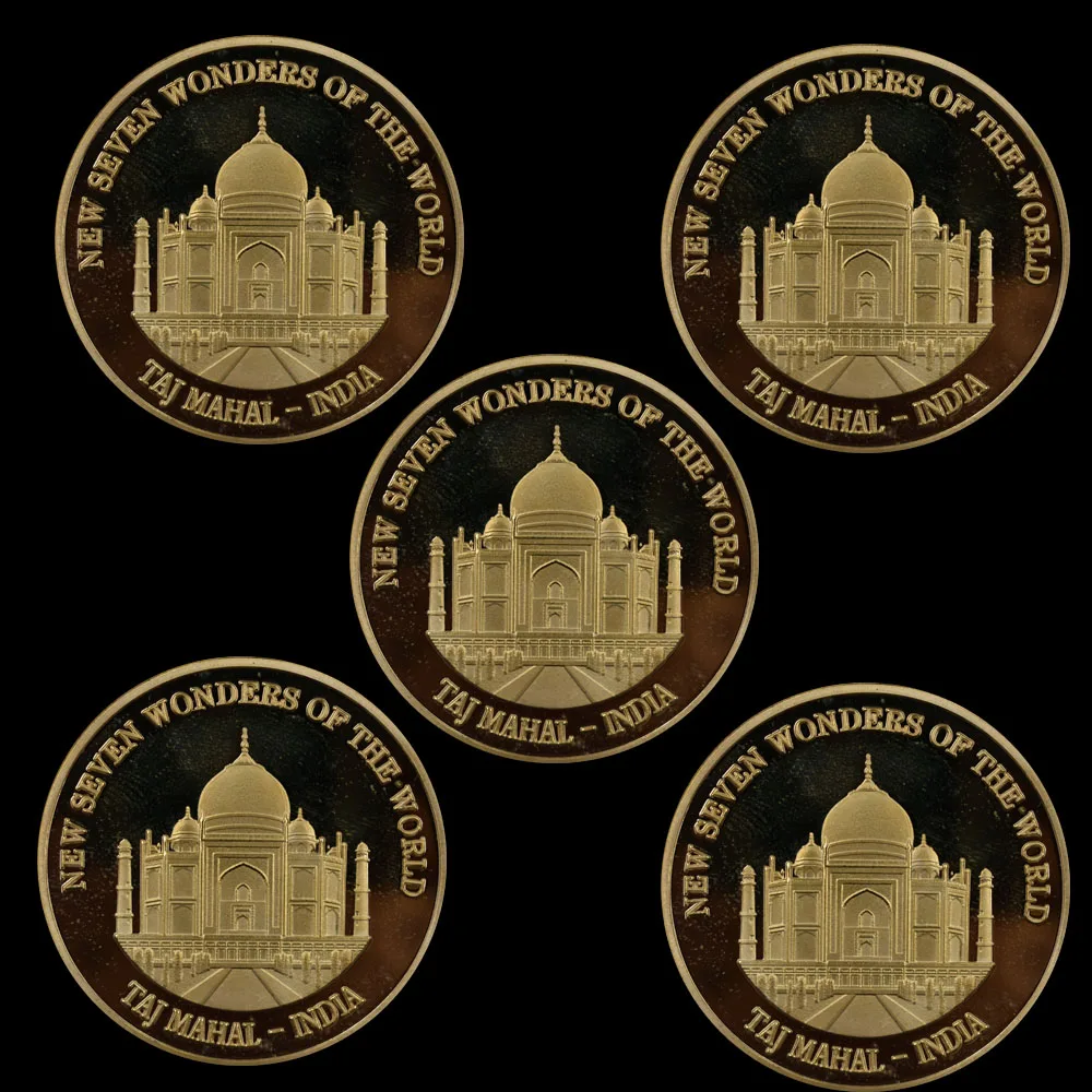 Один из семи чудес Тадж-махала в Индии 5 шт./компл. 24K позолоченные памятные монеты