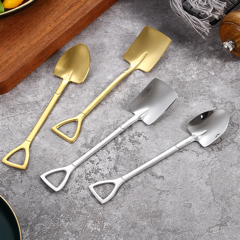 2 шт. Нержавеющая сталь Лопата Ложка Бытовой милый смешивания ложка чайная Вилка