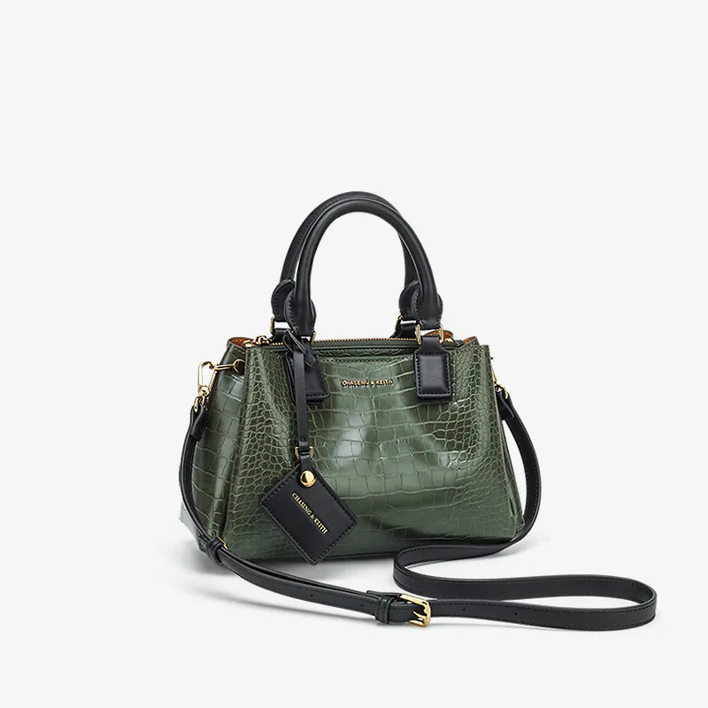 Женская сумка через плечо с крокодиловым узором Большая вместительная