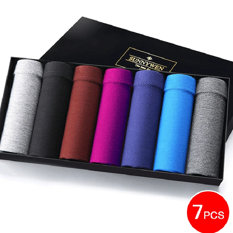 7pcs/Lot Men's Underwear Cotton Men's Panties Breathable Men's Boxer's Solid Underwear Comfortable Shorts Underwear