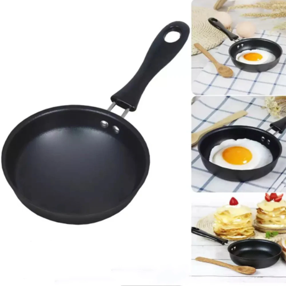 

1Pcs 12cm Portable Egg Pot Frying Mini Pan Breakfast Omelette Home Non Stick Long Handle Anti-scratch Coating Kitchen Supplies