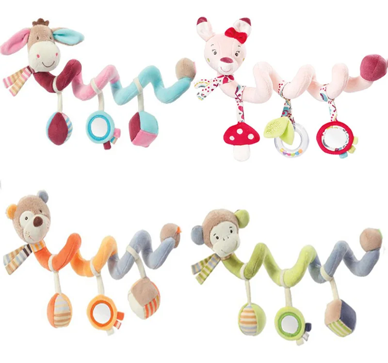 

Plush Baby Children Toys Stroller Bed Bell Toy Pram Stuffed Giraffe Rabbit Musical 0-12 Months Spiral Toy on The Bed Soft AA50YL