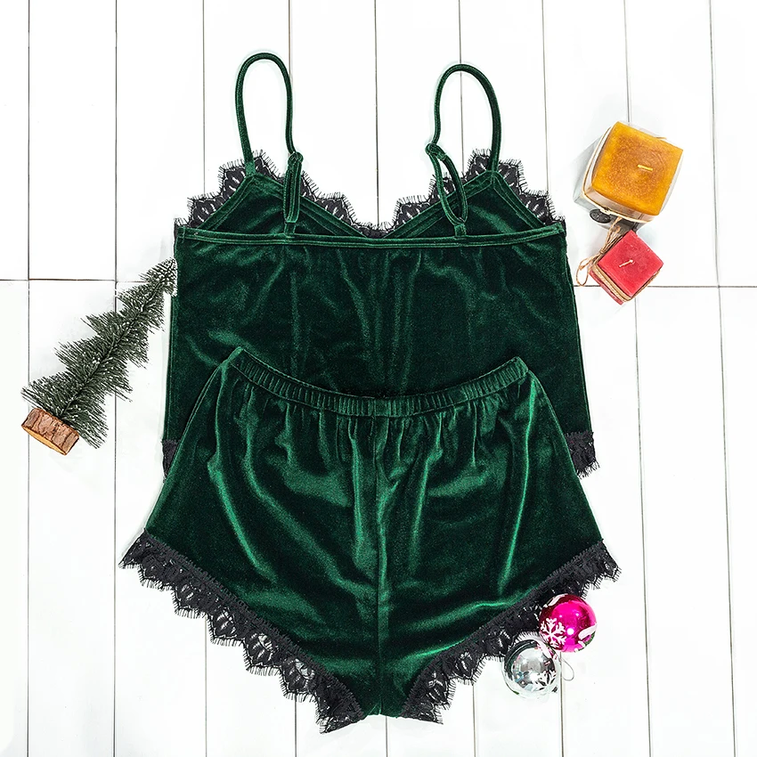 Suphis Рождественская сексуальная пижама Женский бархатный пижамный комплект