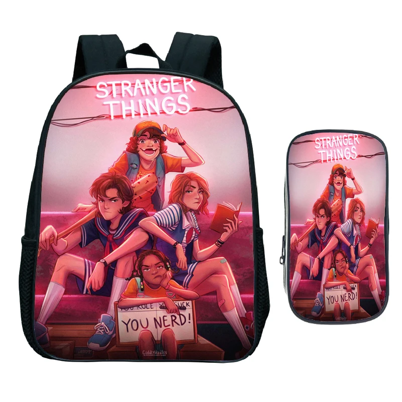 

Stranger Things Backpack 2 Pcs/set School Bags Cosmetic Pencil Case Hot TV Show Children Women Men Travel Backpack