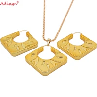 adixyn gold color jewelry sets hollow luxurious square necklaceearringpendant for womengirls birthday party gift n031917