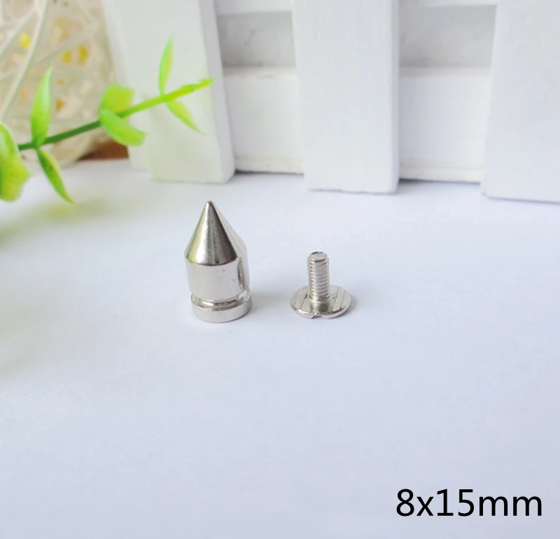 4(8x15mm) Латунные шипы в форме пули панк одежды заклепки Шпильки для сумки, шляпы, обуви, кожаный чокер diy аксессуар для рукоделия - Цвет: 4(8x15mm)