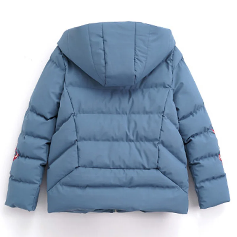 

Autumn and Winter Hooded Parkas Women fashion Loose Warm Cotton Coats Casual Embroidery Overcoat Female