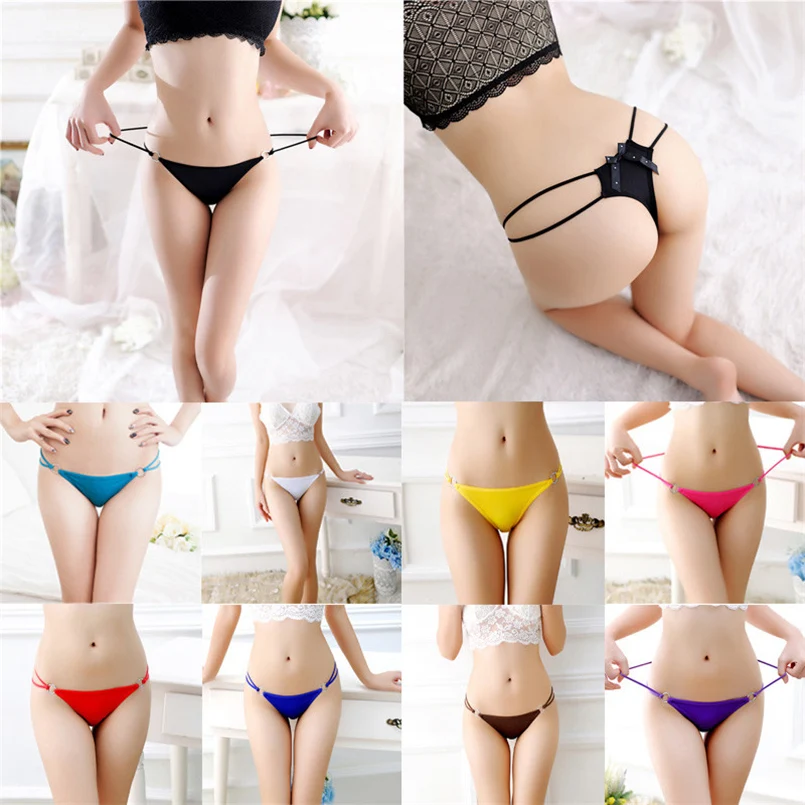 Женские трусы на тонких бретельках сексуальные шелковистые стринги обручи