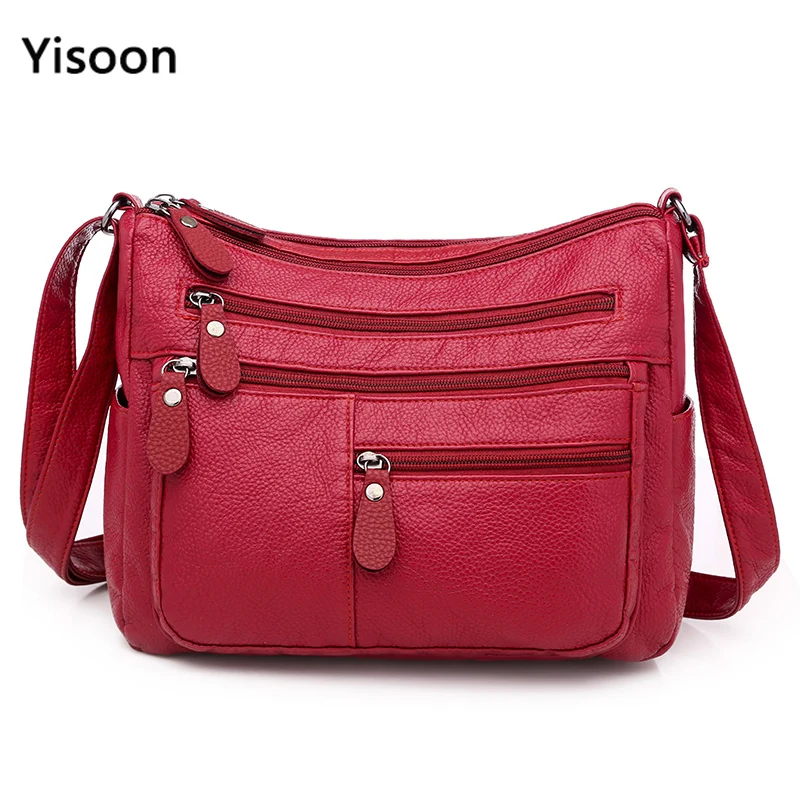 Сумка на плечо Женская многослойная Модный саквояж кросс боди из мягкой потертой