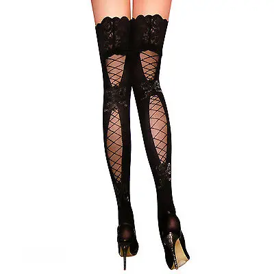 

Sexy Lingerie Stockings Women Lady Sheer Lace Top Stay Up Thigh High Hold-ups Over The Knee Fishnet Stockings Pantyhose