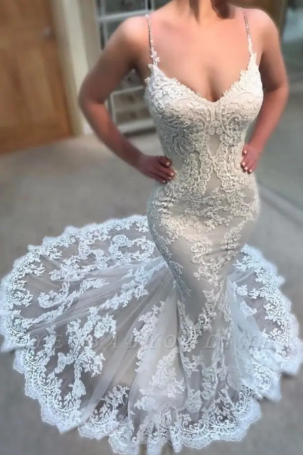 Robe De Mariee горячее кружево Русалка Длинные свадебные платья без рукавов Свадебные