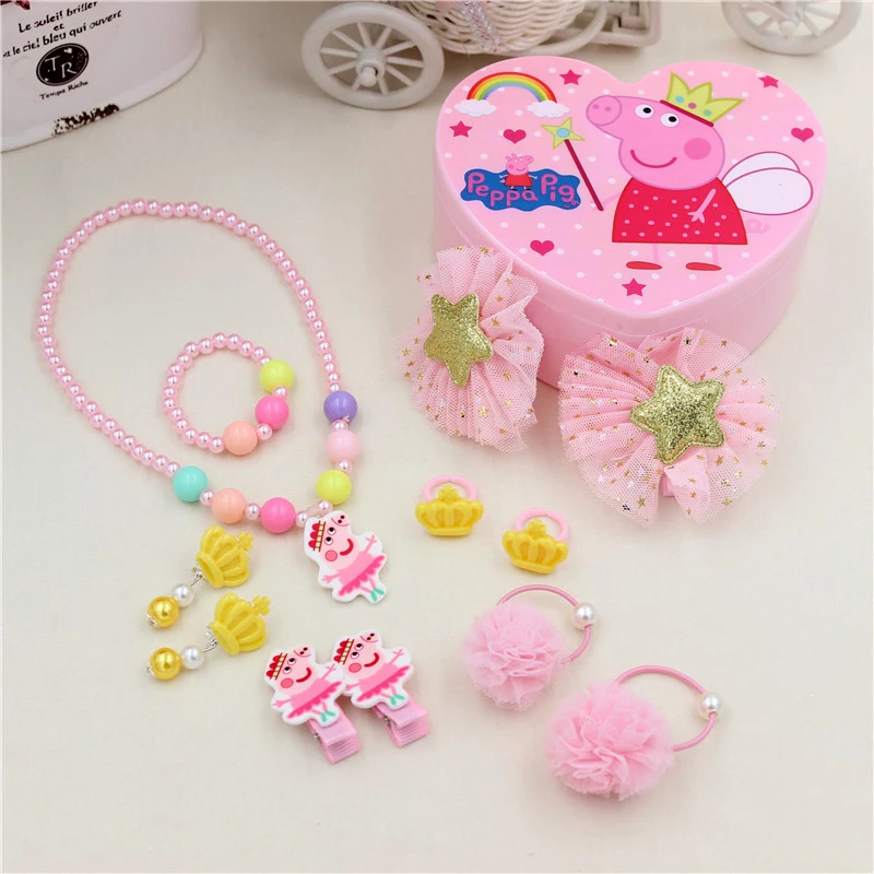 Hello kitty Аксессуары для волос Набор заколки для волос эластичные ленты для волос Детские Девочки ожерелья, браслеты, ювелирные изделия подарки на Рождество и день рождения