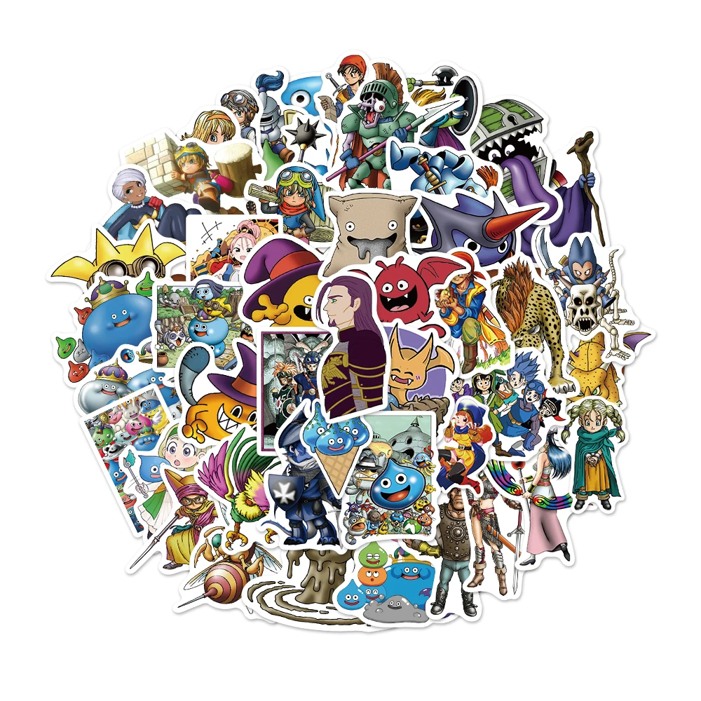 Juego cl&aacute;sico japon&eacute;s de Dragon Quest, pegatinas de &aacute;lbum de recortes para monopat&iacute;n, guitarra, motocicleta, maleta para port&aacute;til, 10/50 Uds.-2