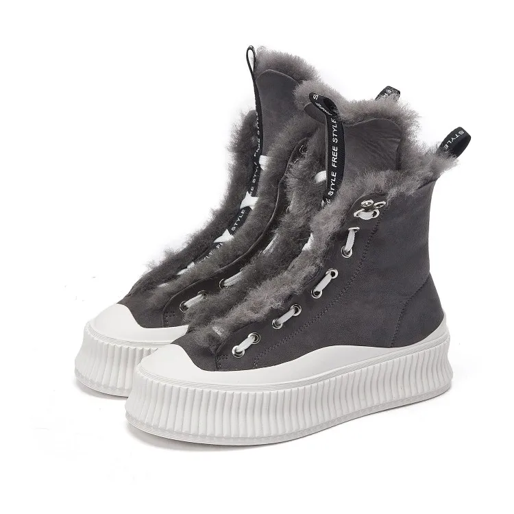 

Women's casual sneakers; winter sneakers with plush fur; warm women's shoes; women's shoes with lacing; women's shoes on
