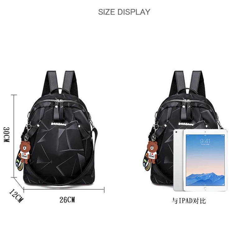 Маленькие рюкзаки для женщин водонепроницаемая черная школьная сумка из ткани