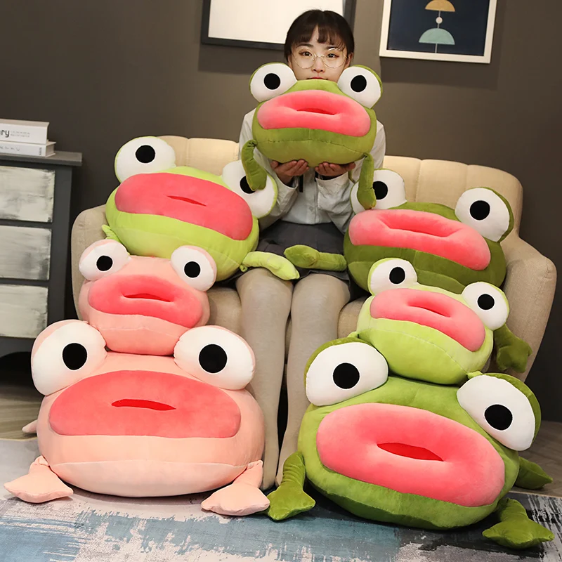 

1PC 35-55CM Cute The Big Mouth Frog Plush Pillow Stuffed Down Cotton Kids Toys Kawaii Smile Frog Doll For Children Birthday Gift