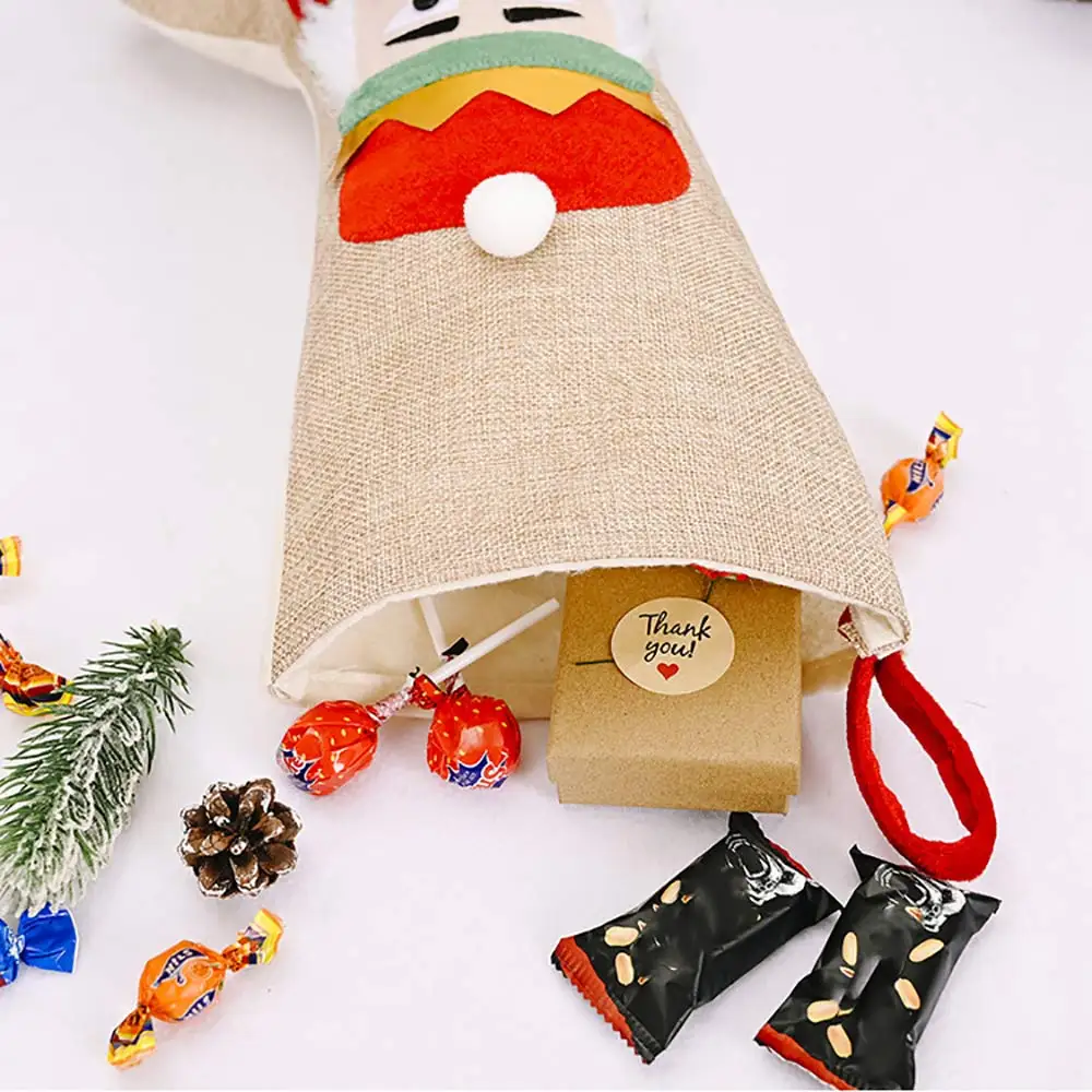 Новогодние рождественские чулки Подарочный мешок с Санта Клаусом снеговиком