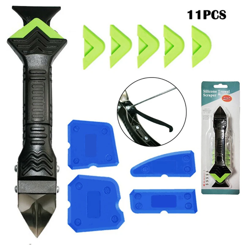

Силиконовые инструменты 5 в 1, инструмент для герметика, инструмент для отделки, скребок для решетки, 11 шт., скребок для удаления герметика, мн...