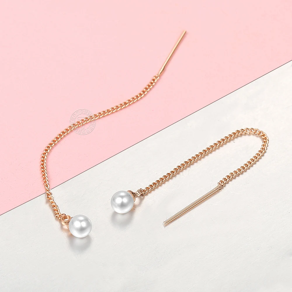 Женские длинные серьги с имитацией жемчуга трендовые белые круглые