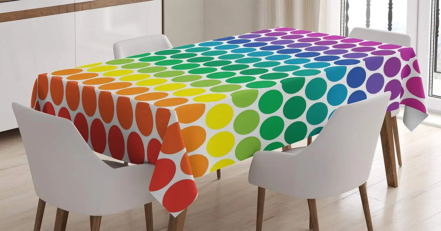 Домашняя Декоративная скатерть в горошек яркие радужные цветные точки большие