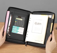 a5 25k zipper pu leather travel journal agenda planner notebook with spring binder calculator padfolio portfolio briefcase
