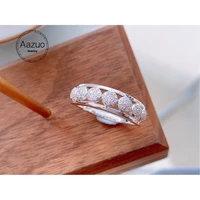 aazuo 18k solid white gold real diamonds 0 30ct round line ring gift for woman high class banquet engagement party au750