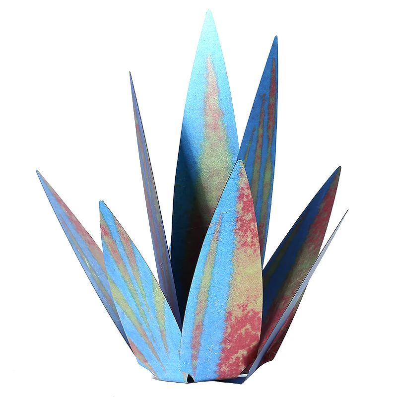 

Металлическая голубая тетрика скульптура, декор Agave, 9 листьев растения, садовое украшение, статуэтка, домашний декор, аксессуары для украше...
