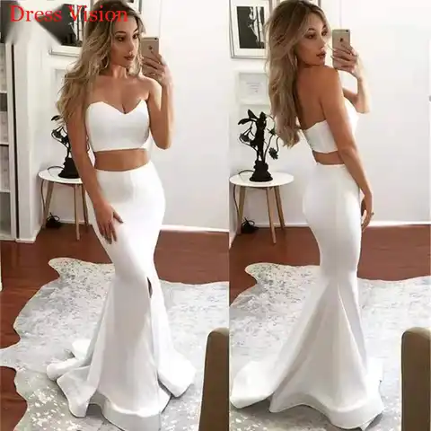 New Style Two Pieces Wedding Dresses Sexy V-neck Mermaid Dress Vestido De Noiva свадебное платье Robe Mariage