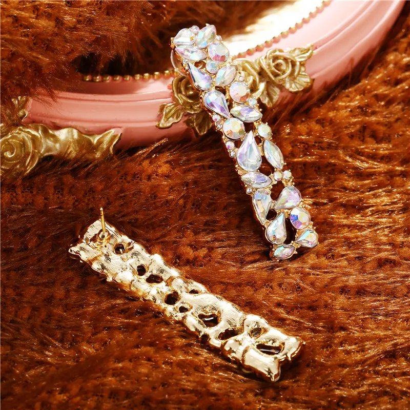 IF ME Temperament Crystal Drop Dangle Earrings For Women Dazzling Geometric Rectangle Statement Earring Fashion 2019 Jewelry | Украшения и