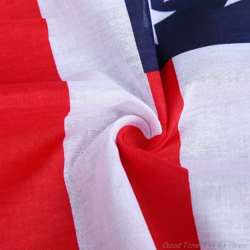 

Square Scarf 50x50CM Unisex Cotton Sport Pocket American Flag Stripes Star Print Headband Bandana Wristband Hair Wrap F19 21
