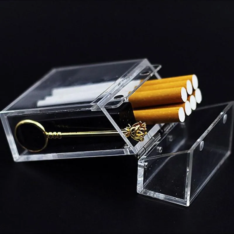 

Transparent Cigarette Case Fashion Acrylic Box Thick Storage Package Portable With Magnet Lighter Box Dust-proof Cap N4F9