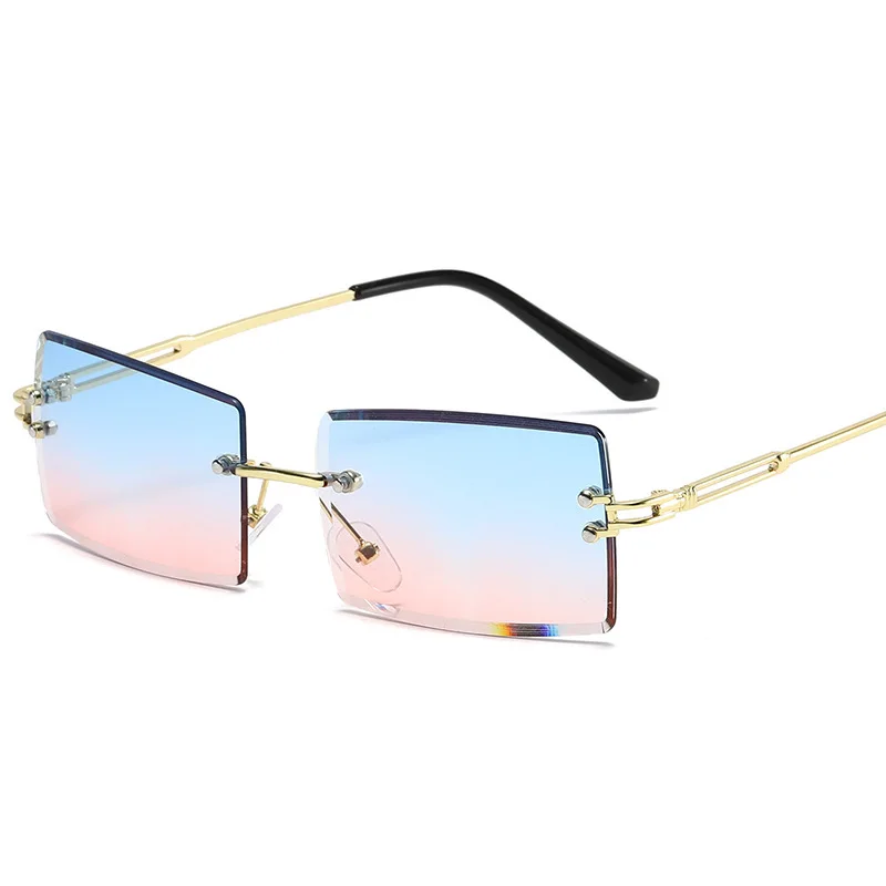

NEW Rimless Sunglasses Rectangle Popular Women Shades Small Square Sun Glasses