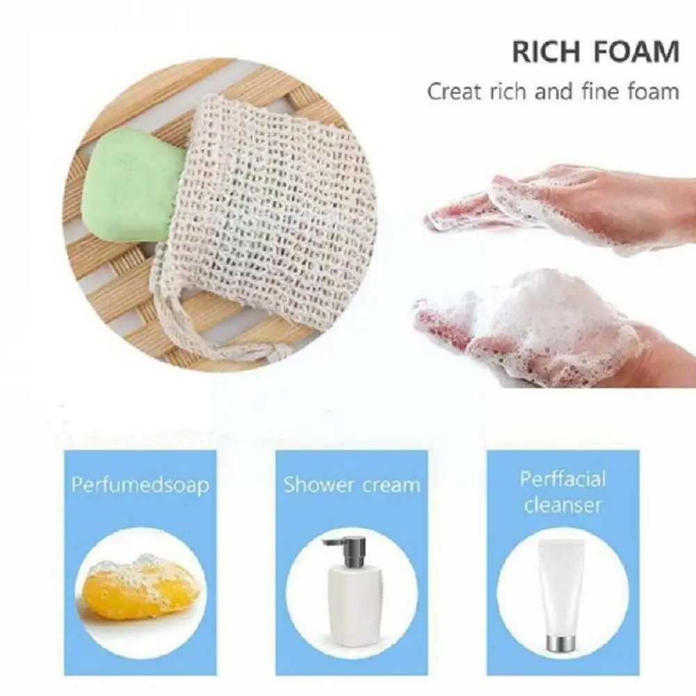 

5pcs Soap Bags For Shower Natural Ramie Soap Saver Homemade Soap Bag Drawstring Pouch with Mesh H3N3