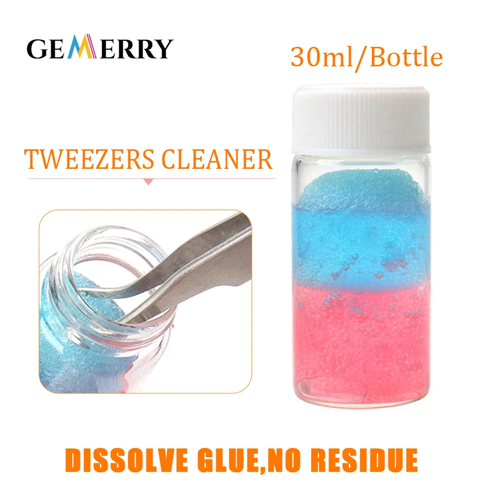

GEMERRY 30ml Eyelash Tweezers Cleaning Professional Glue Remover Liquid Sponge Eyelashes Extension Cleaner
