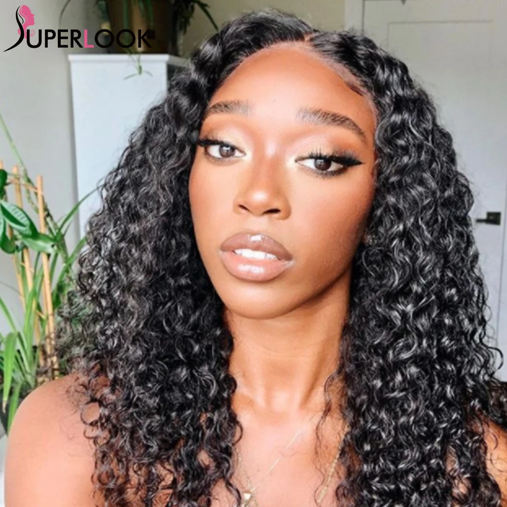 Jerry Curly 13x4 Lace Front Wig Short Length T Part Frontal Human Hair Wigs Deep Curly Brazilian Remy Closure Wigs Pre Plucked