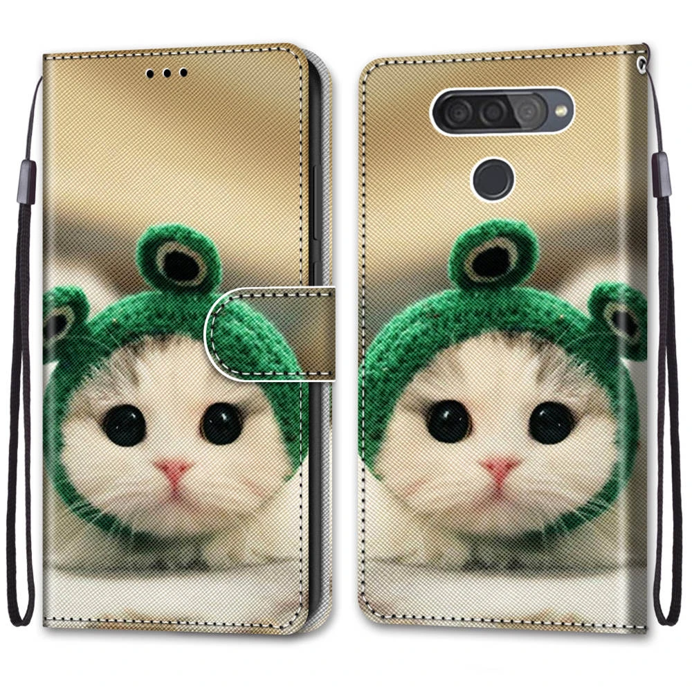 

Flip Leather Case For LG Q70 Fundas 3D Wallet Card Holder Stand Book Cover Cat Dog Painted Coque For LG Q70 Cases Capa
