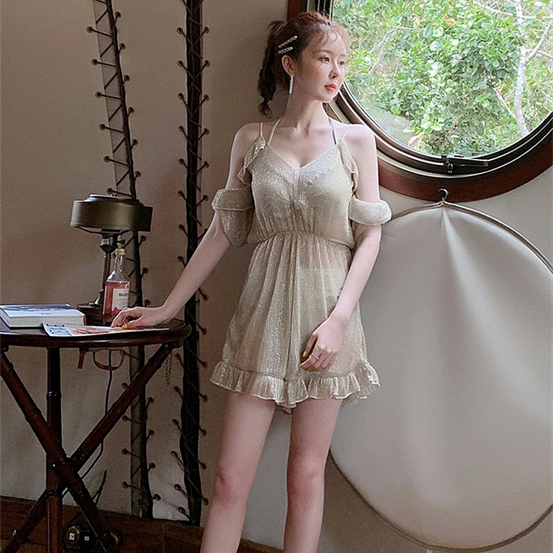 GLAUKE бикини костюм из трех предметов скрывает живот выглядит тонким