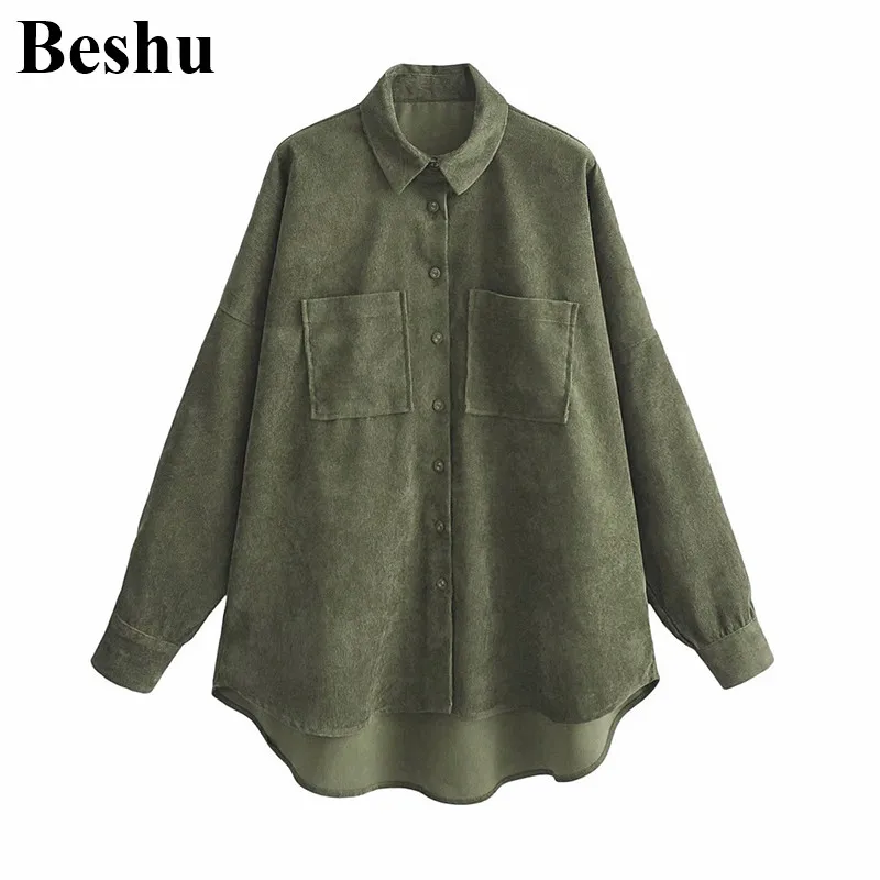 Za 2020 модная женская блузка зеленая Вельветовая с отворотом однобортная