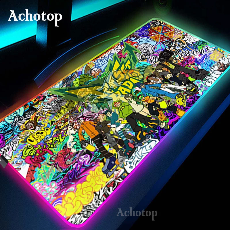 Набор для мыши Jet игровой коврик RGB с граффити компьютерный подсветкой большой XXL