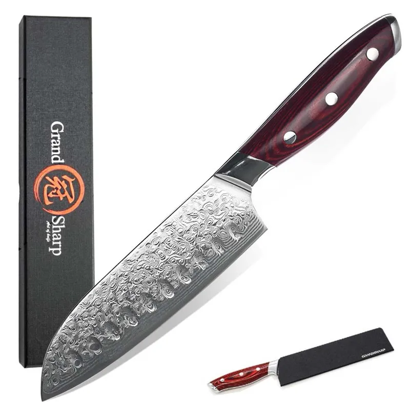 5 дюймовый НОЖ сантоку профессиональный шеф повар из дамасской стали vg10 67 слоев