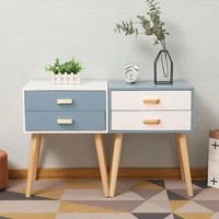 nordic bedside table blue white cabinet practical wooden nightstand table household storage organizer bedroom furniture hwc