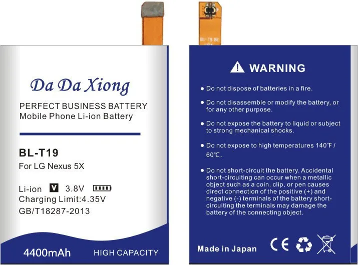 Аккумулятор Da Xiong 4400 мА/ч BLT19 BL T19 Батарея для LG Nexus 5X H790 H791 H798 телефон Батарея|battery