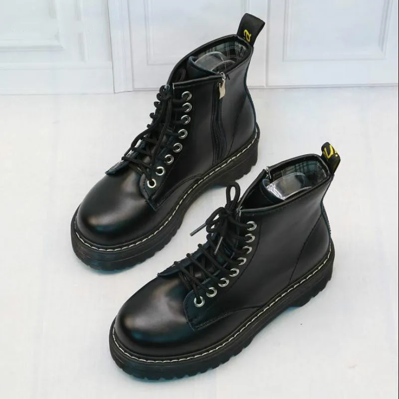 Прямая поставка женские ботильоны Цвет Черный обувь на среднем каблуке со