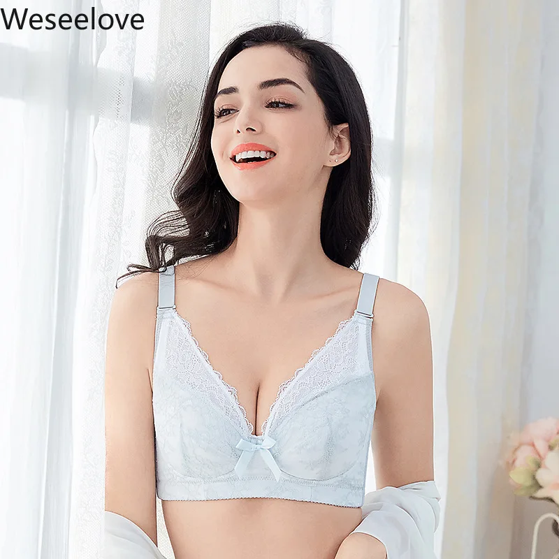 

Weseelove New No Sponge Bra Soutien Gorge Femme Comfortable and Sexy Plus Size Underwear Lace Bralette Women's Lingerie X24-4