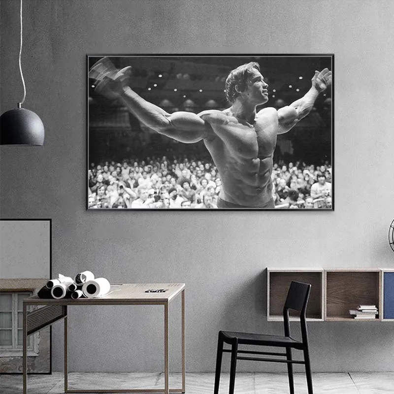 Schwarzenegger Bodybuilding Wall Art Poster Sport Fitness Motivational Canvas Painting Black White Vintage for Home Decor | Дом и сад