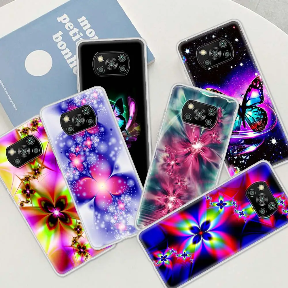 

Fashion Butterfly Rose Case For Xiaomi Mi Poco X3 NFC 9T 10T Lite Note 10 Pro 5G 11 10S M3 9 SE Frosted Soft Phone Cover Funda