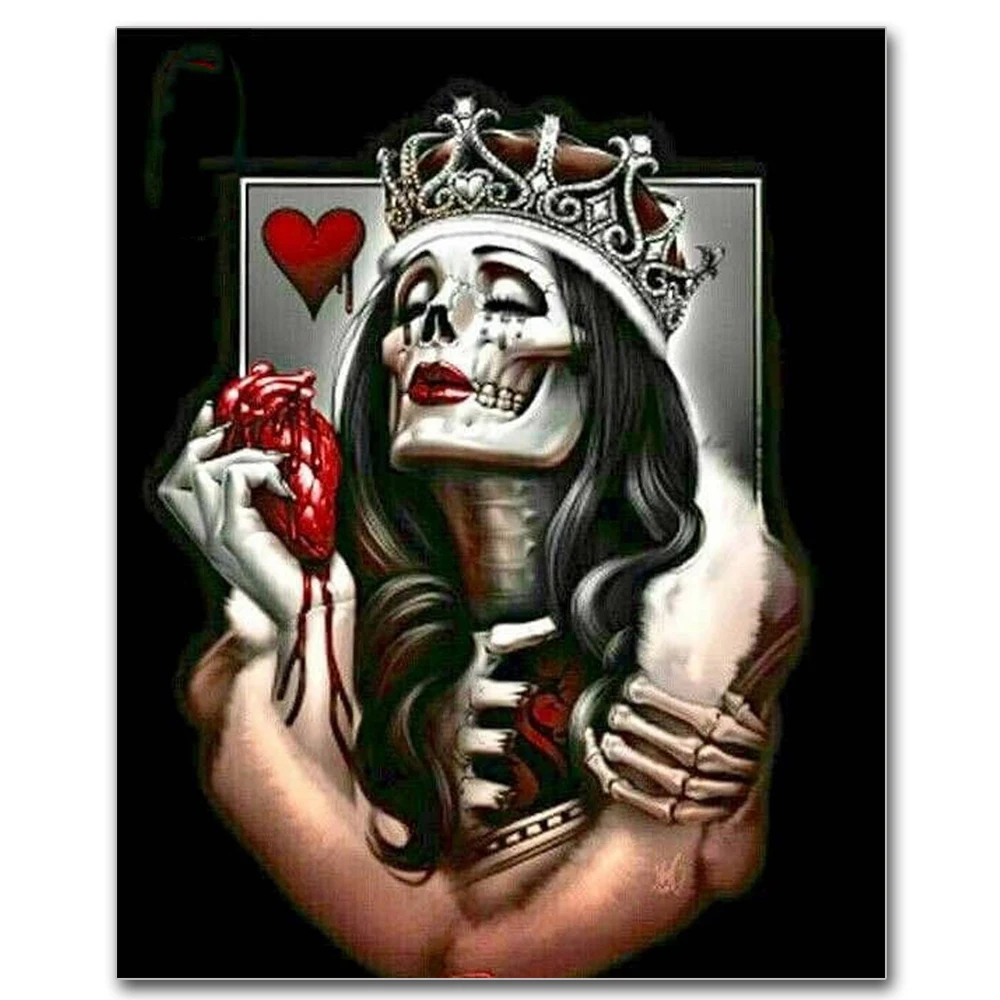 Полноразмерная/круглая Алмазная вышивка мультяшный череп девушка 5d сделай сам