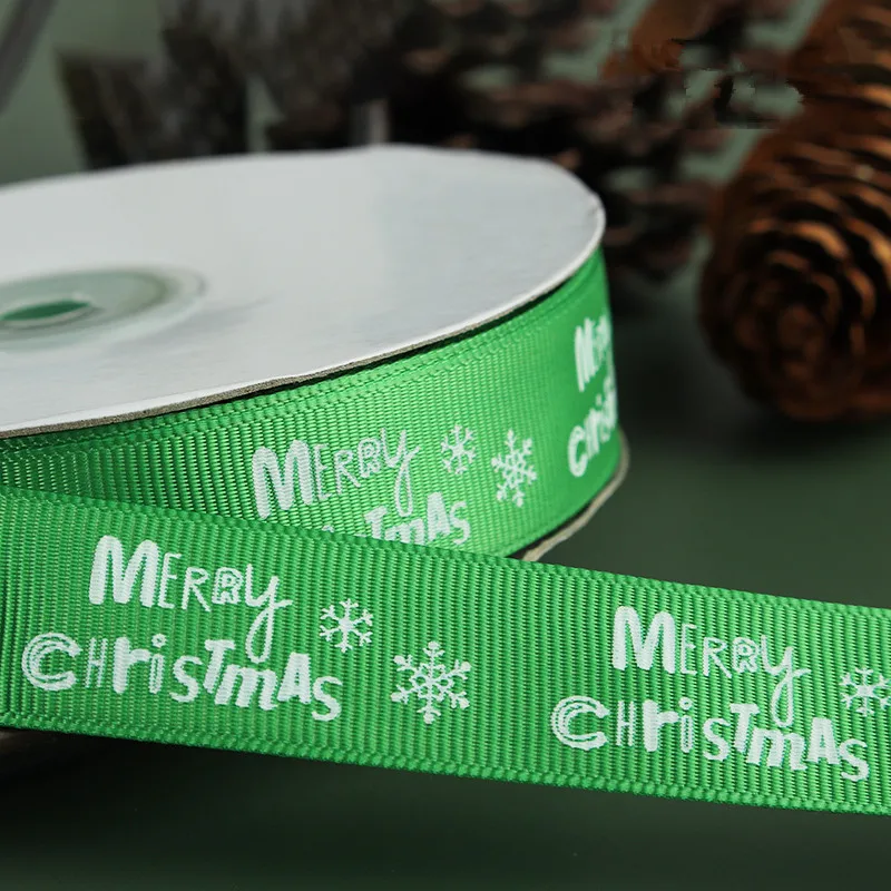

19mm 50yards Christmas Ribbon Printing Snowman for Bow Pin Hair Accessory Flower Gift Box Wrapping Crafts Packing DIY
