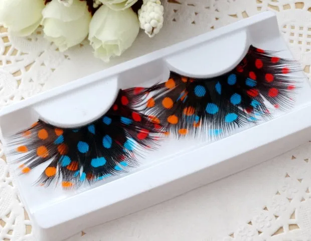 Новые товары от YOKPN цветные искусственные накладные ресницы с перьями креативные